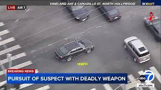 Wild chase through North Hollywood ends in standoff after suspect sideswipes cars