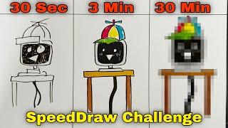 Drawing INCREDIBOX SPRUNKI ( MR. FUN COMPUTER ) in 30 Sec, 3 Min and 30 Min.