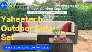 Yaheetech 5-Piece Patio Sectional Sofa & Table Set  #outdoorfurnitureset