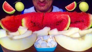 Summer  menu | Sweet cold  Melon  & Watermelon  with white Cheese  | ASMR | MUKBANG