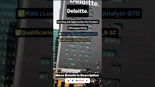 Hiring Alert Deloitte Hiring Freshers  #deloitte #offcampusjobs #freshers
