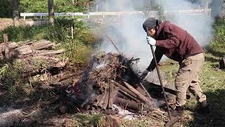 Only a few days left! Bamboo next to ruins to be incinerated to make a field