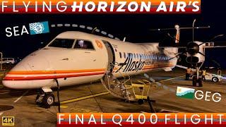 [4K] – Flying Horizon's FINAL Q400 Flight – FULL EXPERIENCE – GEG-SEA – N421QX – QX2400 – Farewell!