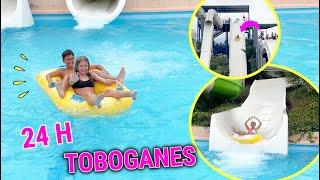 24 HORAS TIRANDOME POR LOS TOBOGANES CON POL Y ALEXITY EN LAS PISCINAS MAS GRANDES / Daniela Go