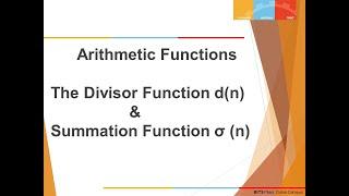 7 2 1 Summation and Divisor Function