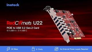 Inateck RedComets U22 USB 3.2 Gen 2 PCIe Card with 20Gbps Bandwidth (KU8211)