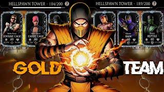 How to Beat Match 184 & 189 Hellspawn Fatal Tower using Gold Team + Tips | MK Mobile