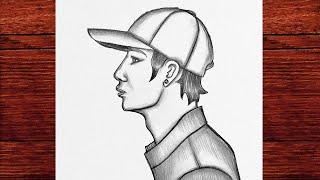 Kolay Şapkalı Erkek Çizimi - Adım Adım Şapka Takan Erkek Nasıl Çizilir - Çizim Mektebi Erkek Resmi