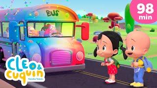 Las ruedas del bus de colores  y más canciones infantiles para bebés con Cleo y Cuquín