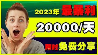 2023网赚项目，网上赚钱1天赚20000，人人可做，零成本网赚项目！