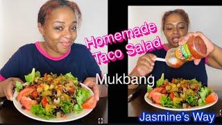 Live Homemade Taco Salad Mukbang