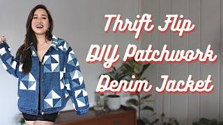 THRIFT FLIP | DIY Patchwork Denim Jacket From Scratch + GIVEAWAY ️