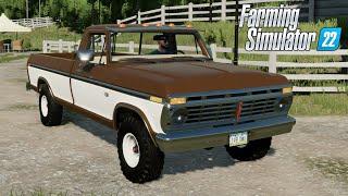 FS22 - 1973 Ford F250 - Farming Simulator 2022 American Pickup Classic Car Mod