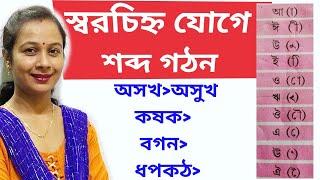 স্বরচিহ্ন যোগে শব্দ গঠন। বাংলা ব্যাকরন। স্বরচিহ্ন ব্যঞ্জন চিহ্ন। Sawra Chinna banjon chinna. Bangla