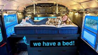 OUR BUS IS OFFICIALLY A COZY LIVING MACHINE! | Unboxing Our Brooklyn Bedding Mattress