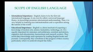 Nature and Scope of English Language