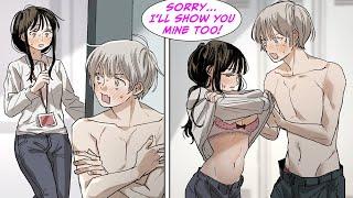 [Manga Dub] She felt bad for seeing me with my shirt off, and started taking her clothes off...!?