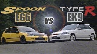 [ENG CC] Spoon Civic EG6 B18C vs. Civic Type R EK9 B16B in Ebisu 1998