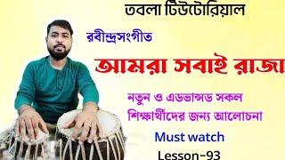 Amra sobai raja tabla tutorial | tabla lesson | bengali song tabla learning | how to play tabla