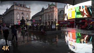 ASMR Relaxing Rainy London Walk Wet City Ambience