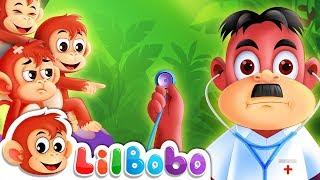 Five Little Monkeys Jumping On The Bed | Little BoBo Nursery Rhymes - FlickBox Kids Songs | Forest