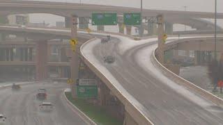 Sleet makes for slick highways in Dallas