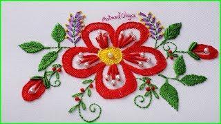 Hand Embroidery: Fantasy Flower with Buttonhole stitch | Flor Fantasía en Punto Ojal | Artesd'Olga