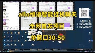 allo维语智能挂机聊天项目，最新暴利玩法，单窗口30-50