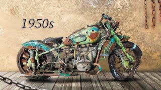 Restoration Heavy Abandoned Chopper from 1950s | Rusty Huge Old 750cc Motorcycle Repairing