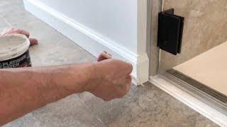 Install Base Trim in Bathroom Remodel @DIY Boomers