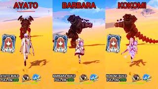 Nilou Ayato vs Nilou Barbara vs Nilou Kokomi! Bountiful Core team? GAMEplay COMPARISON