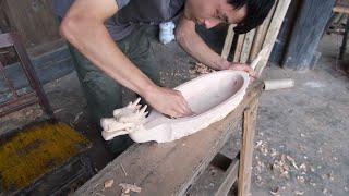 Making a dragon boat plate for sweet rice dumplings｜Carpenter Anxu