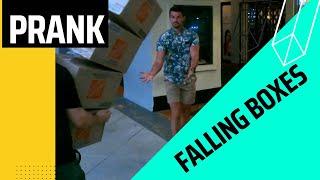 Public prank / falling boxes / he almost got 