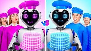 Boys VS Girls Cooking Challenge with a Robot by Multi DO Smile