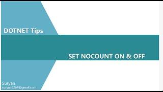 SET NOCOUNT ON &  OFF IN SQL SERVER