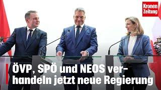 ÖVP, SPÖ und NEOS verhandeln jetzt neue Regierung | krone.tv NEWS