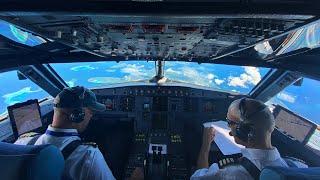 SOLOMON AIRLINES AIRBUS A320 COCKPIT VIEW LANDING INTO MUNDA AIRPORT SOLOMON ISLANDS