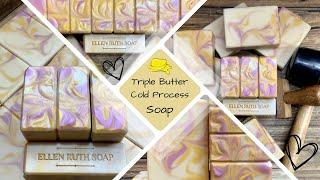 Making a Double Batch of TRIPLE BUTTER BARS Cold Process Soap w/ Buttermilk & Cream