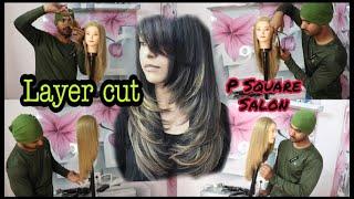 Haircut Tutorial - How to Cut Layers || P Square Salon | professional layer cut