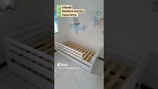 Bicama Solteiro Infantil Prime com Grade de Proteção em Madeira Maciça - Casatema #bicama  #casatema