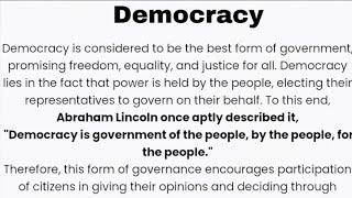 Essay on Democracy in English | Write an Essay on Democracy in English | democracy essay in english