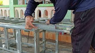 Hoàn Kha l Cách lấy mặt phẳng lắp bản lề BÀN SẮT GẤP GỌN. How to make a folding iron table