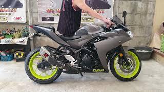 Yamaha YZF R3 with Akrapovic M1 GP slip on exhaust