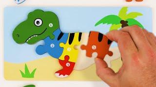 Learn Colors and Numbers with Dinosaur Puzzles - Tyranosauras Rex - ToyTubeTV Imaginative Toy Play
