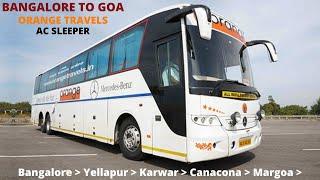 Bangalore To Goa | Canacona | Orange Travels | AC Sleeper Bus Vlog | Cabin Ride