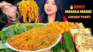 ASMR EATING SPICY MAGGI MASALA | CHILLI CHEESE TOAST | INDIAN STREET FOOD | MUKBANG