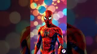 a Spider-Man in front of a colorful background