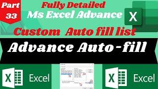 MS-EXCEL-33-Excel Custom List  Data Entry  Custom AutoFill  Advanced AutoFill Urdu