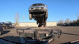 AUCTION DAY picking up a wrecked cheap ford f250 6.0 powerstoke DIESEL