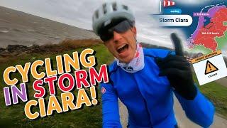 DANGEROUS cycling in HEAVY STORM CIARA! | (*Crazy Tailwind strava KOM attack)